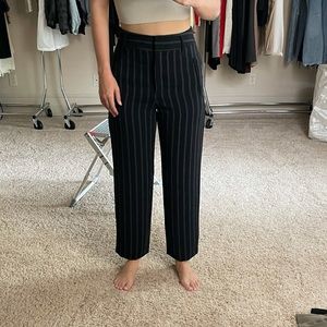 Aritzia Tie Front Pants Black Stripe
